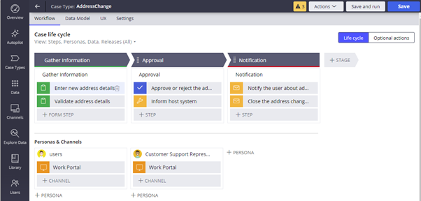 Prozessansicht in Pega App Studio