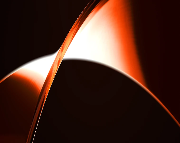 Puntus Keyvisual – die Tilde. Eine dynamsche abstrakte Form in orange Tönen