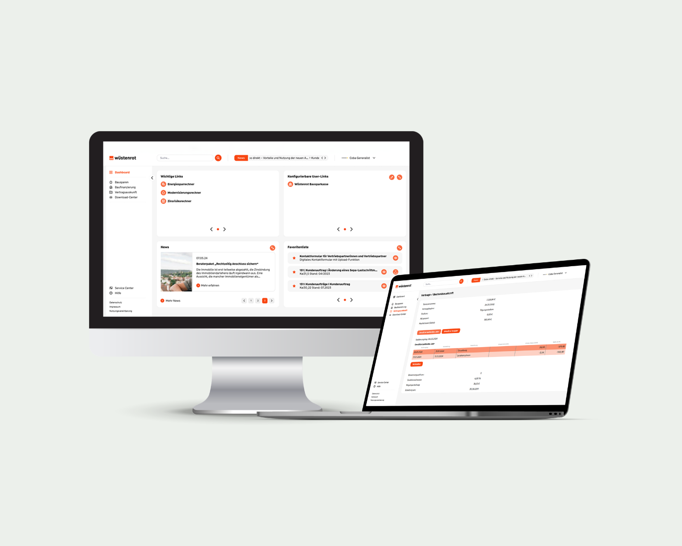 Mock-up Partnerportal W&W 