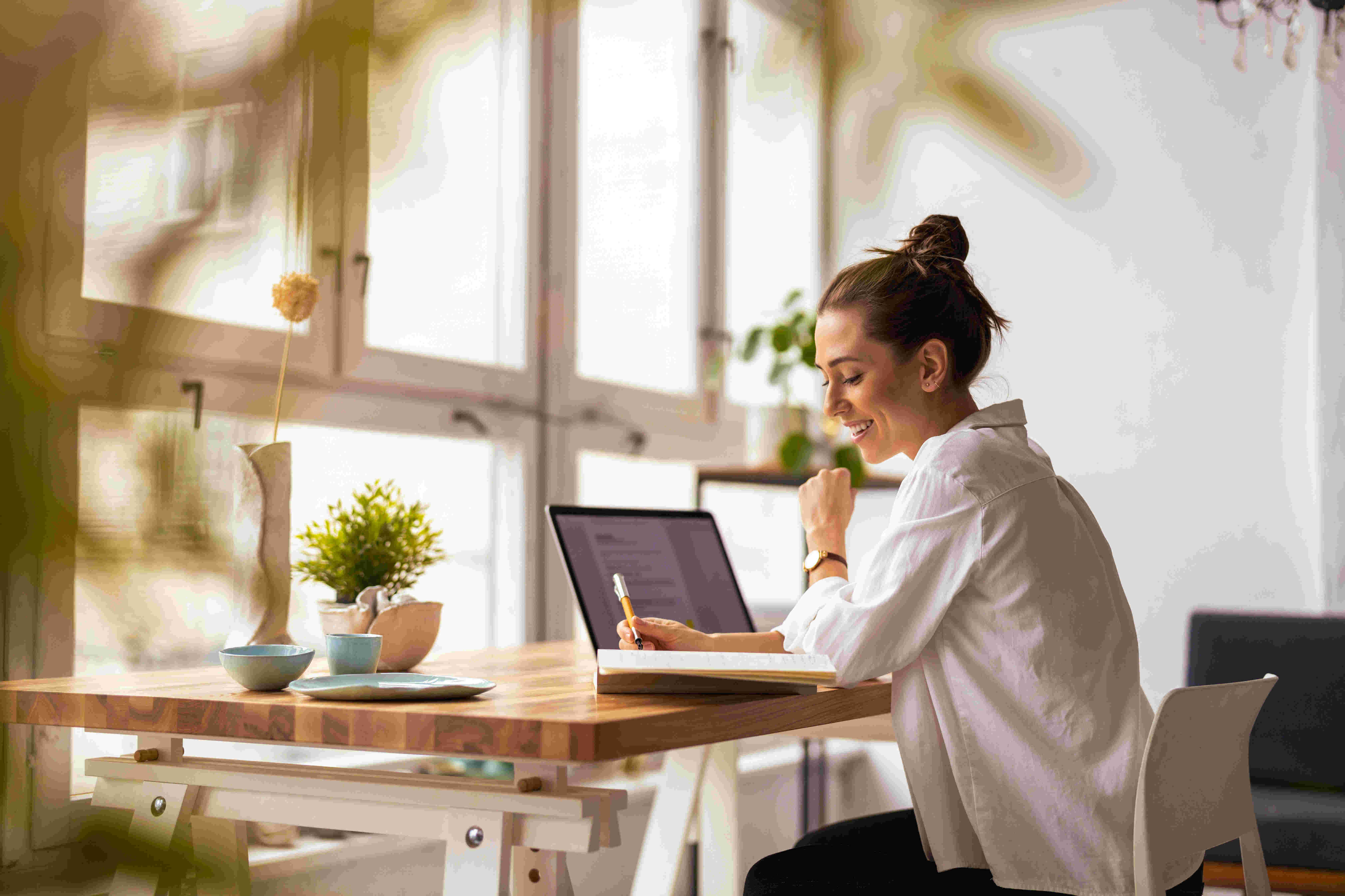 woman working on laptop